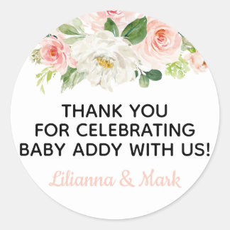 赤面ピンクの水色のフローラの好意ステッカー ラウンドシール