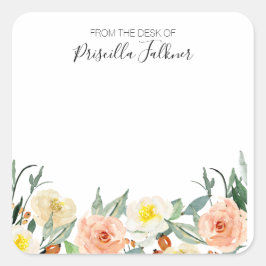 赤面ピンクの水色の花の机から スクエアシール