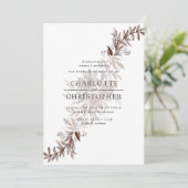 赤面ピンクの水色の花アレンジメント結婚の 招待状 (スタンド正面)