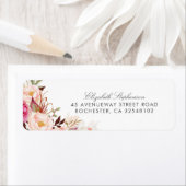 赤面ピンクの水色の花ロマンチック結婚ズ ラベル (インサイチュ)