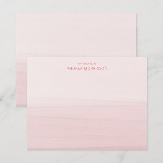 赤面ピンクの水色グラデーション ノートカード (正面/裏面)