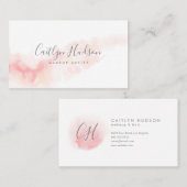 赤面ピンクの水色フェミニン 名刺 (正面/裏面)