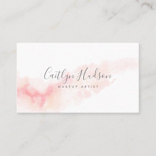 赤面ピンクの水色フェミニン 名刺 (正面)