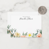 赤面ピンクの水色フローラの机から ノートカード (正面/裏面インサイチュ)