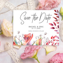 赤面ピンクの水色フローラ日付カードを保存