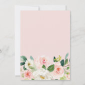 赤面ピンクの水色フローラ洗礼の招待 招待状 (裏面)