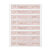 赤面ピンクの水色モノグラム結婚のセット ラップアラウンドラベル (シート)