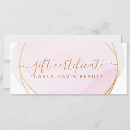 赤面ピンクの水色金ゴールドサークルのギフト証明書 (正面)