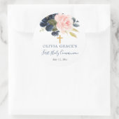 赤面ピンクの海軍フローラ最初の聖餐式 ラウンドシール (バッグ)