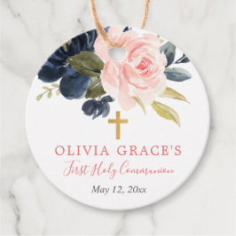 赤面ピンクの海軍金ゴールドフローラ最初の聖餐会 フェイバータグ