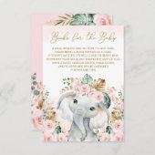 赤面ピンクの熱帯フローラゾウが本を持ってくる エンクロージャーカード (正面/裏面)