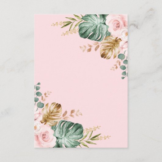 赤面ピンクの熱帯フローラゾウが本を持ってくる エンクロージャーカード (裏面)