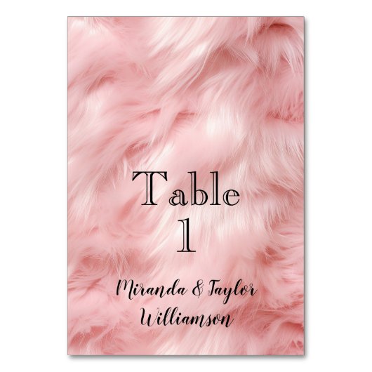 赤面ピンクの獣毛 テーブルナンバー (正面)