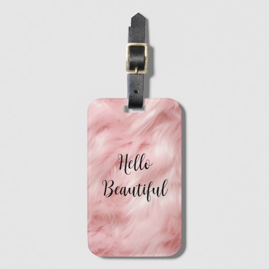 赤面ピンクの獣毛 ラゲッジタグ (正面縦)