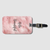 赤面ピンクの獣毛 ラゲッジタグ (正面横)