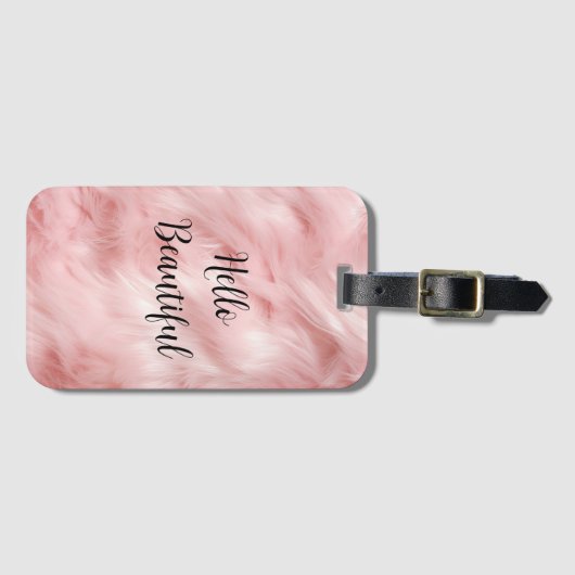 赤面ピンクの獣毛 ラゲッジタグ (正面横)