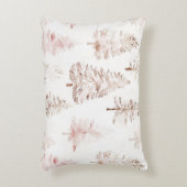 赤面ピンクの白いクリスマスツリー アクセントクッション (正面(垂直))