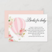 赤面ピンクの白い熱気球ブックのリクエストEncl エンクロージャーカード (正面/裏面)