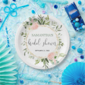 赤面ピンクの白い緑の金ゴールドフローラ エレガント ペーパープレート (パーティー)