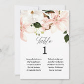赤面ピンクの白フローラ5"x7"のテーブル番号 招待状 (正面)