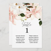 赤面ピンクの白フローラ5"x7"のテーブル番号 招待状 (正面/裏面)