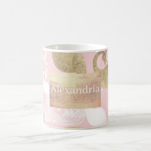 赤面ピンクの白金ゴールド王室のクジャク コーヒーマグカップ (中央)