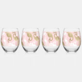 赤面ピンクの白金ゴールド王室のクジャク ステムなしワイングラス (正面)