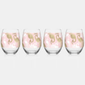 赤面ピンクの白金ゴールド王室のクジャク ステムなしワイングラス (裏面)