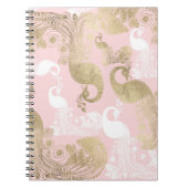 赤面ピンクの白金ゴールド王室のクジャク ノートブック (正面)