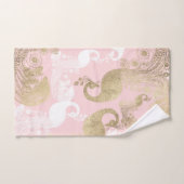 赤面ピンクの白金ゴールド王室のクジャク バスタオルセット (ハンドタオル)