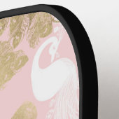 赤面ピンクの白金ゴールド王室のクジャク ピックルボールラケット (左詳細)