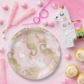 赤面ピンクの白金ゴールド王室のクジャク ペーパープレート (パーティー)