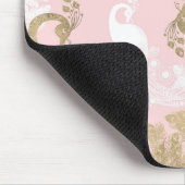 赤面ピンクの白金ゴールド王室のクジャク マウスパッド (コーナー)