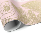 赤面ピンクの白金ゴールド王室のクジャク ラッピングペーパー (ロールコーナー)