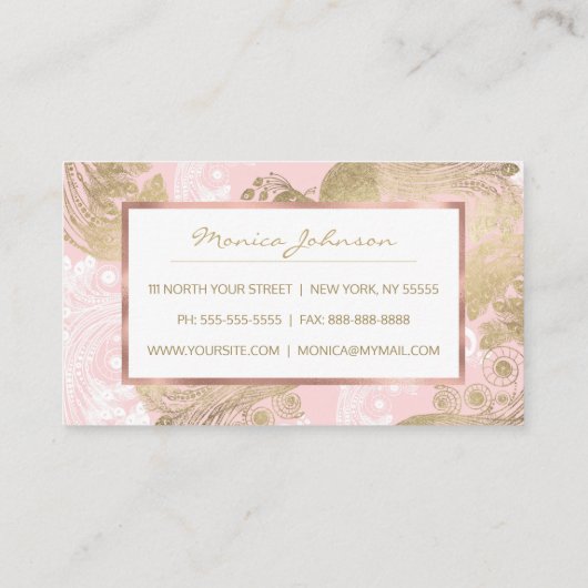 赤面ピンクの白金ゴールド王室のクジャク ロイヤリティカード (裏面)