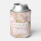 赤面ピンクの白金ゴールド王室のクジャク 缶クーラー (缶正面)