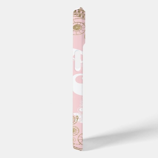 赤面ピンクの白金ゴールド王室のクジャク Case-Mate iPhoneケース (裏面 / 右)