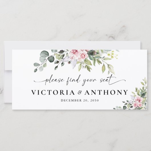 赤面ピンクの結婚緑のヘッドテーブルサイン (正面)