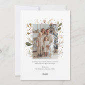 赤面ピンクの緑のクリスマスファミリーフォト シーズンカード (裏面)