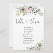 赤面ピンクの緑のテーブル番号3シーティングチャート (正面)