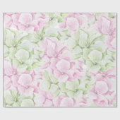 赤面ピンクの緑の手の色彩の鮮やか水色のフローラ ラッピングペーパー (フラット)