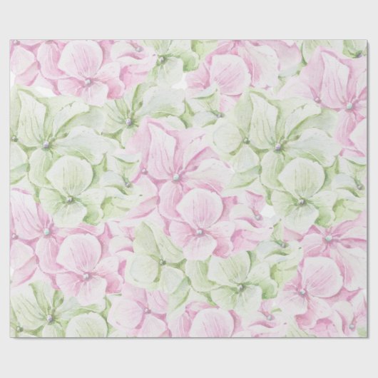 赤面ピンクの緑の手の色彩の鮮やか水色のフローラ ラッピングペーパー (フラット)