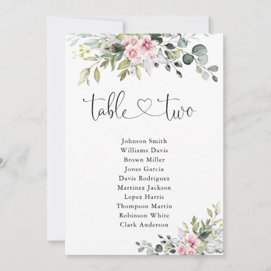 赤面ピンクの緑の表の番号2シーティングチャート (正面)