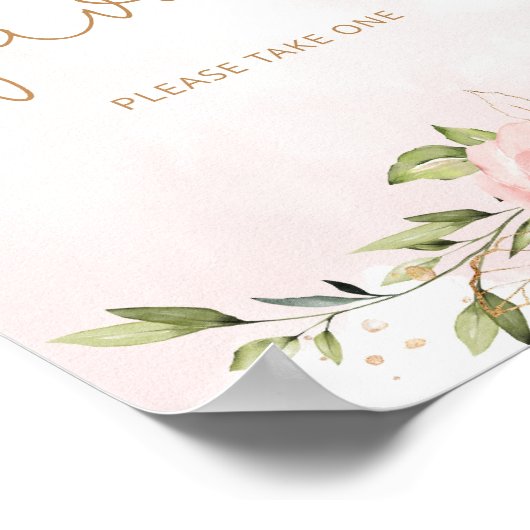 赤面ピンクの緑の赤ちゃんシャワーの好意 ポスター (角)