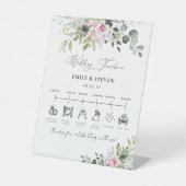 赤面ピンクの緑結婚のタイムライン記号 台座サイン (正面)