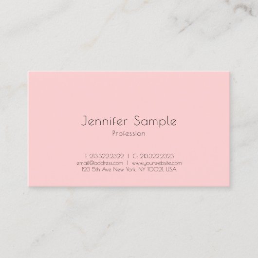 赤面ピンクの背モダン景シンプルテンプレート 名刺 (正面)
