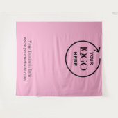 赤面ピンクの背景 – ビジネスカスタムロゴ タペストリー (正面(横))