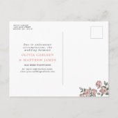 赤面ピンクの花が延期結婚された 案内ポストカード (裏面)