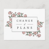 赤面ピンクの花が延期結婚された 案内ポストカード (正面)