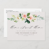 赤面ピンクの花の新しい住所はがき移動 ポストカード (正面/裏面)